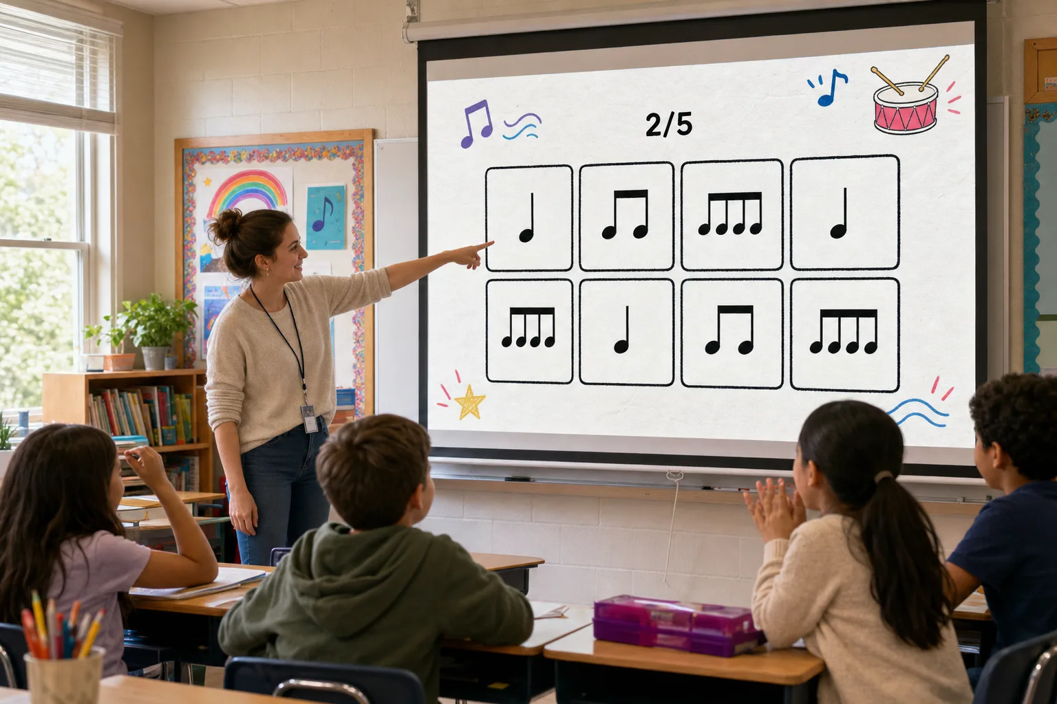 Teacher and students using Say the Word on Beat in a classroom