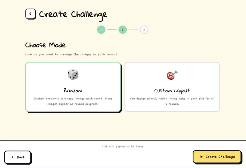 Choose Mode selection screen